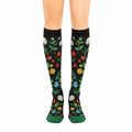 Calze alte 39-42 in tessuto elasticizzato nere con fiori stile floreale