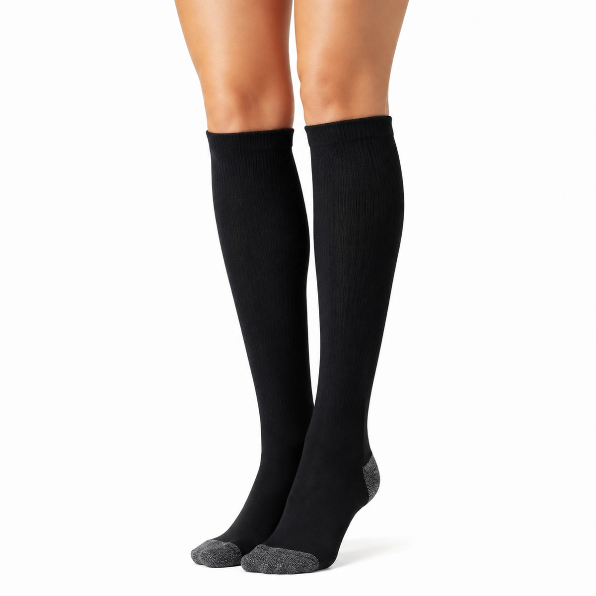 Calze lunghe al ginocchio 39-42 in maglia nera e grigia stile sportivo