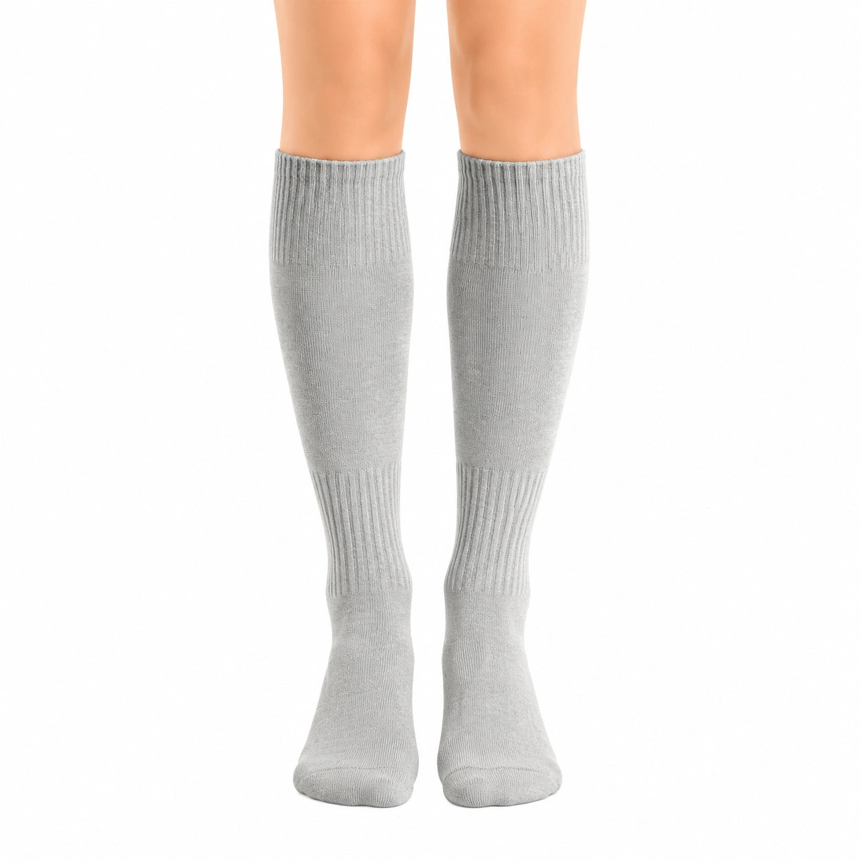 Calze lunghe 39-42 in maglia grigio chiaro - stile sportivo a coste