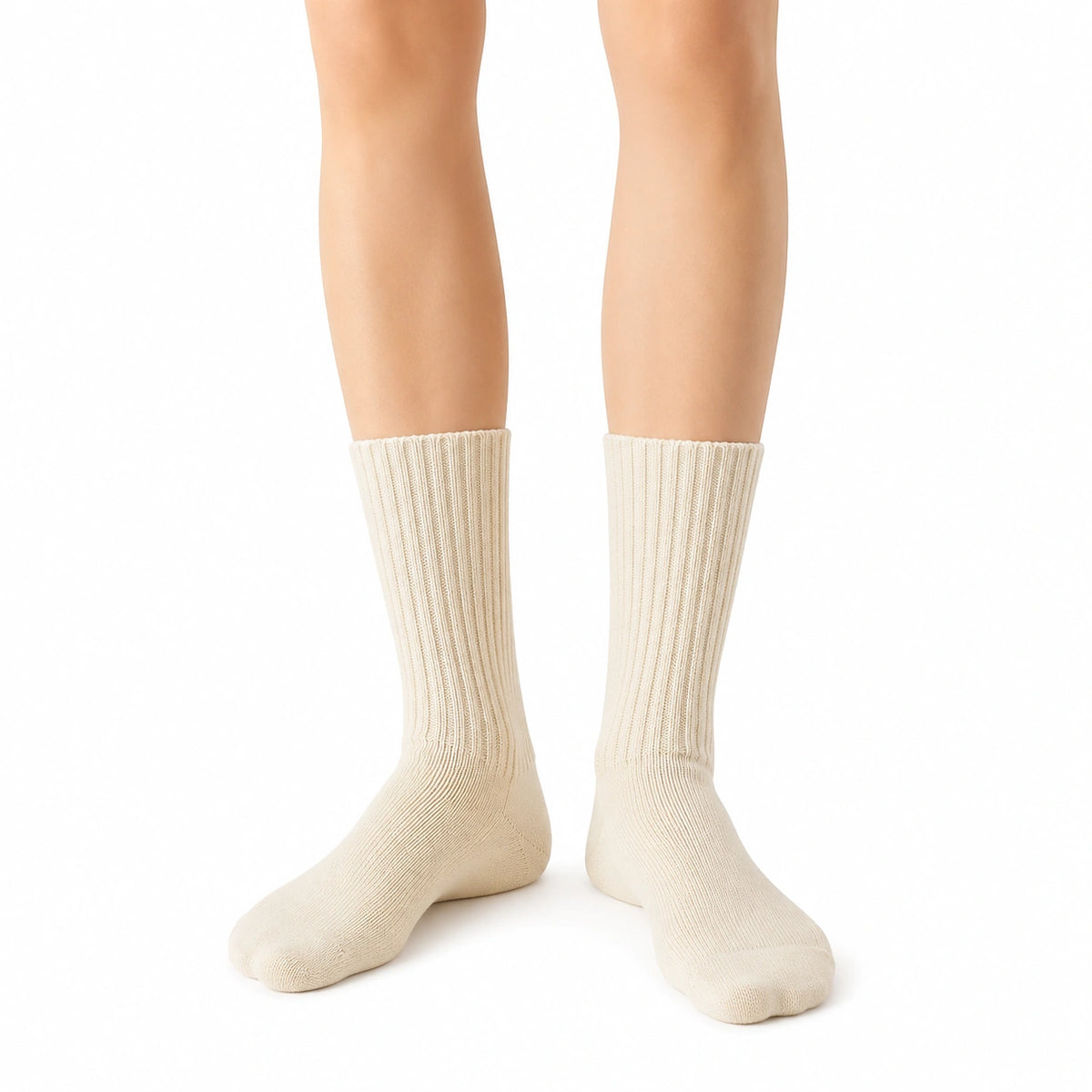 Calze a coste 35-38 in maglia beige per uso quotidiano stile classico