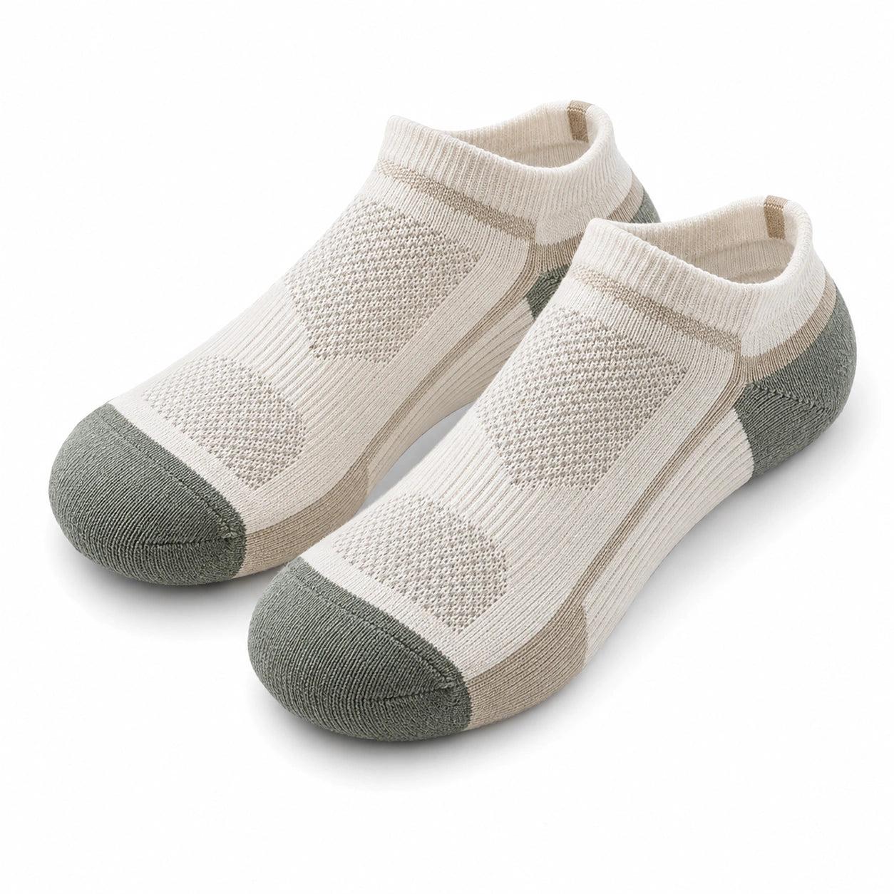 Calze alla caviglia 39-42 in maglia beige e verde salvia - traspiranti per uso quotidiano
