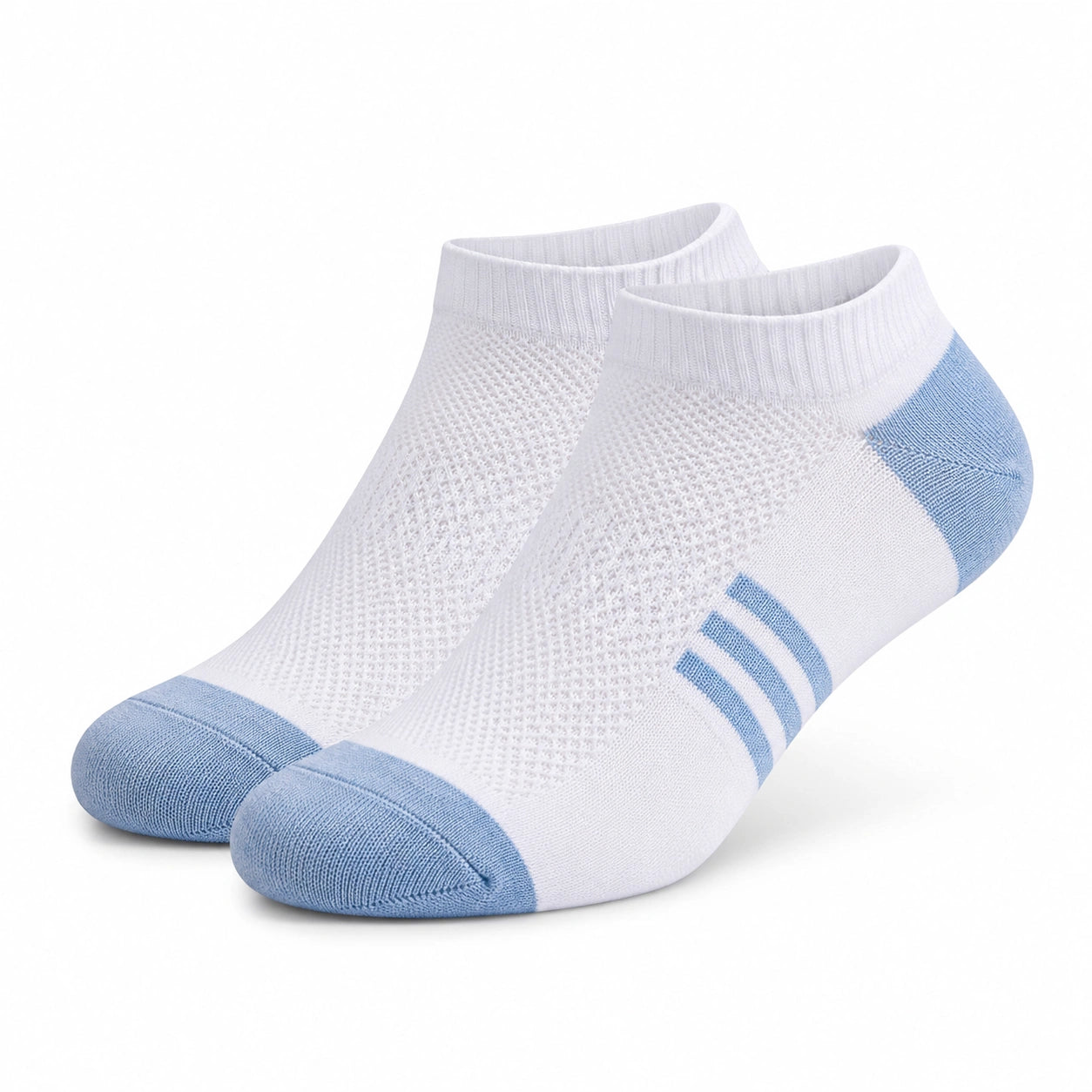 Calzini sportivi alla caviglia 43-46 in tessuto a maglia bianco e azzurro traspiranti