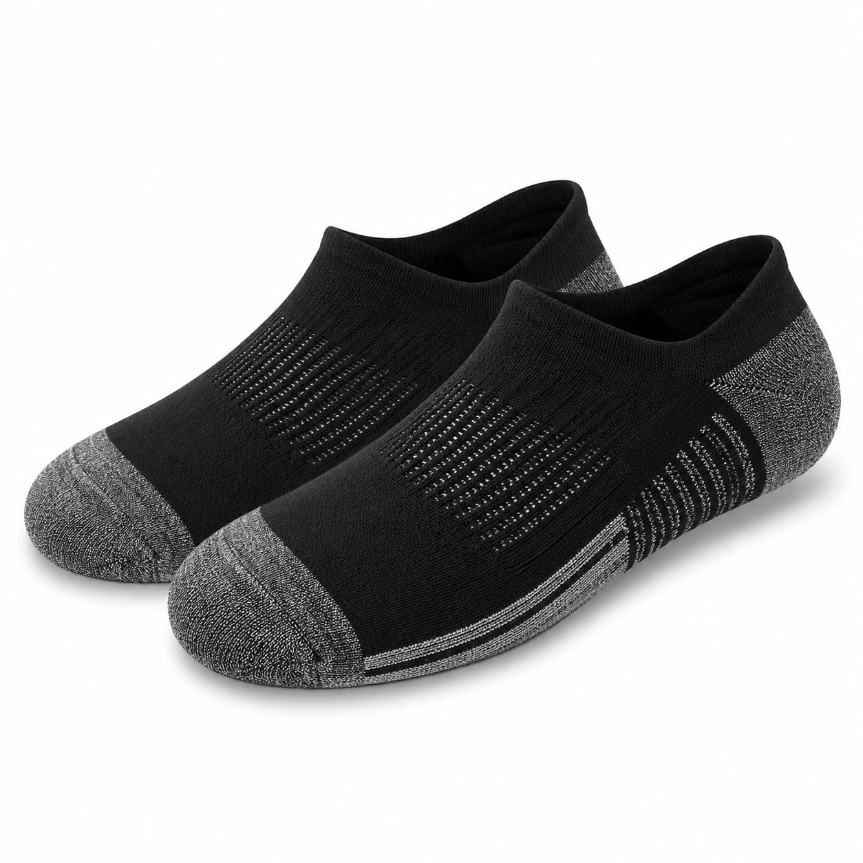 Calzini sportivi alla caviglia 39-42 in tessuto a maglia nero e grigio traspiranti