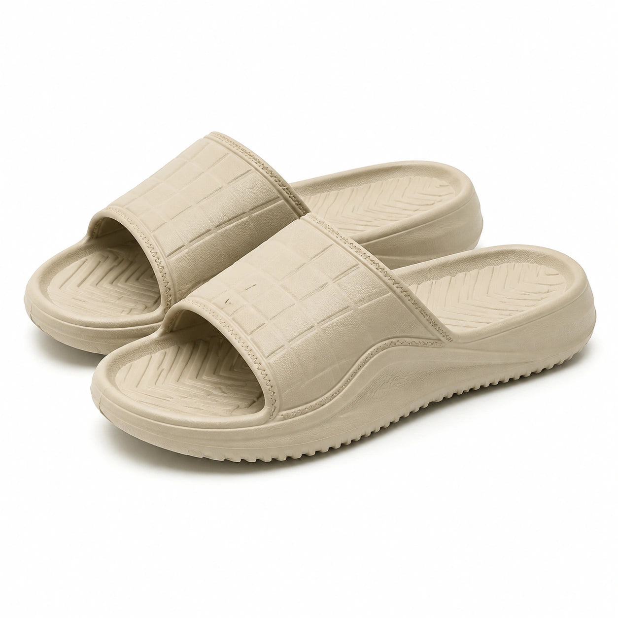 Ciabatte slide 42/43 in materiale sintetico beige con suola antiscivolo
