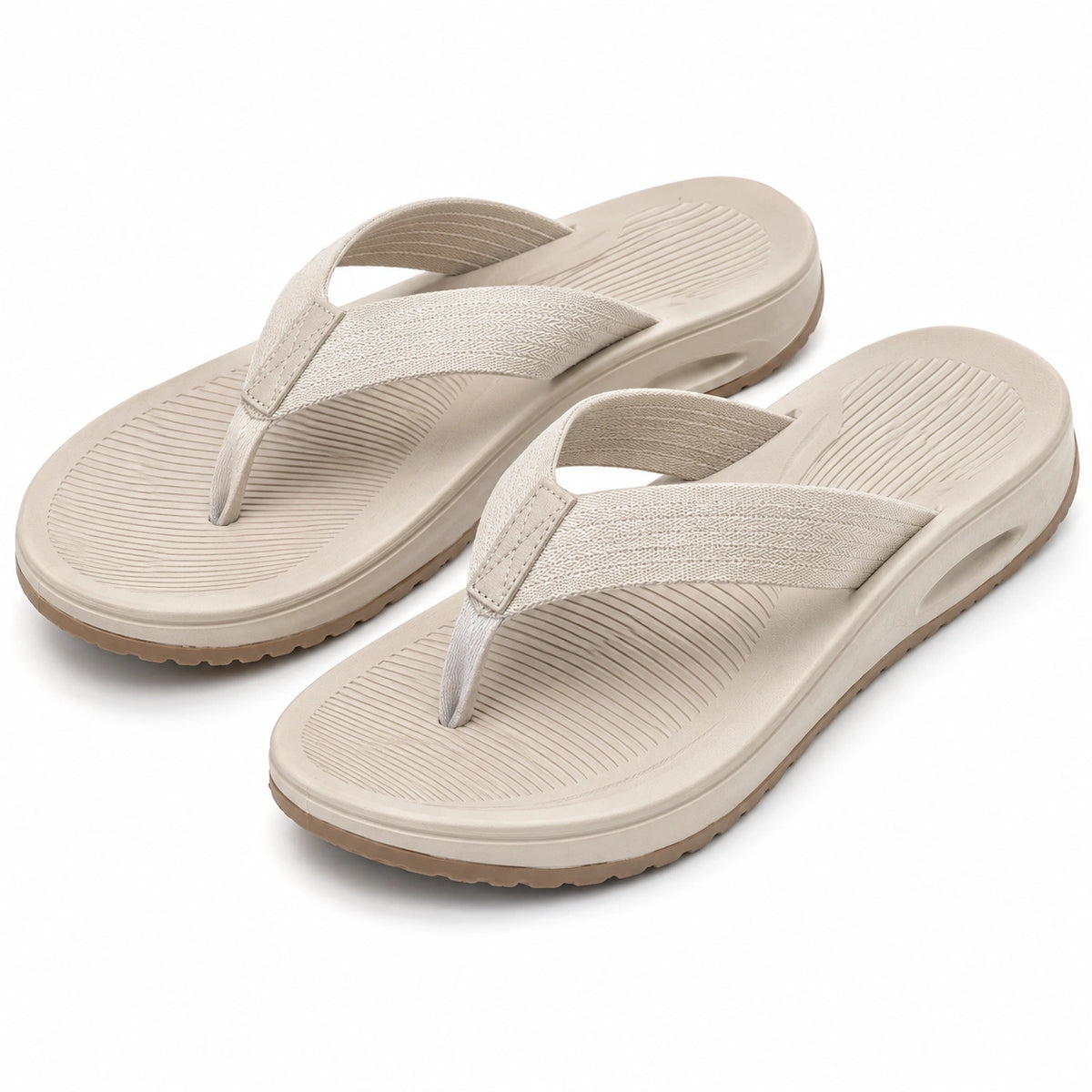 Infradito 42/43 beige con fascia in tessuto e suola ammortizzata