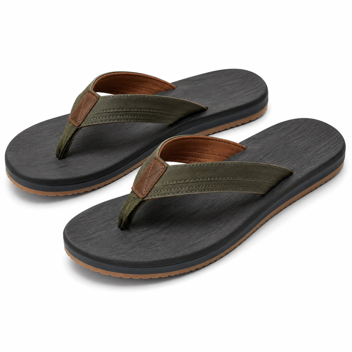 Infradito 42/43 in tessuto verde e suola sintetica nera per uso estivo