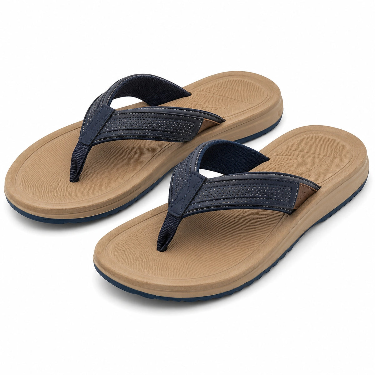 Infradito 38/39 beige e blu con tomaia sintetica - suola antiscivolo per tempo libero
